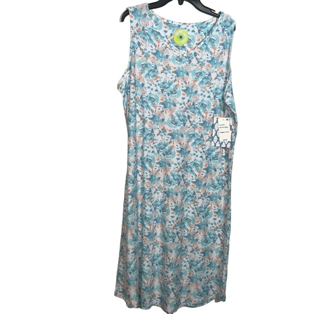 White Orchid Womens Painted Floral Sleeveless Sleep Shirt Large